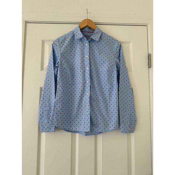 Boden The Classic Shirt Button Up Womens US 4R  Blue Polka 100% Cotton - Picture 1 of 4